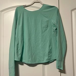mint green long sleeve athletic tee